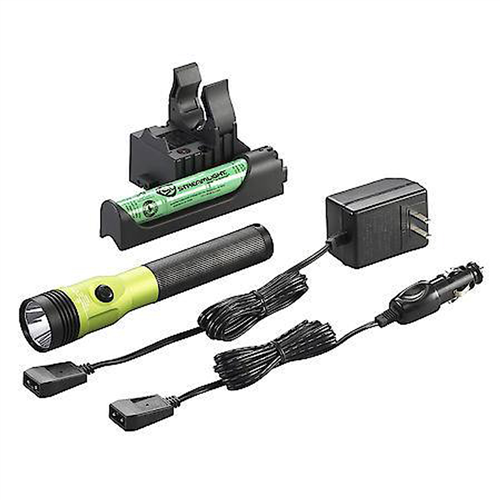 StingerÂ® LED HLâ„¢ Rechargeable Flashlight - 120/DC, PiggyBack Holder - Lime