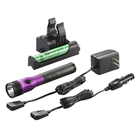 StingerÂ® LED HLâ„¢ Rechargeable Flashlight - 120/DC, PiggyBack Holder - Purple