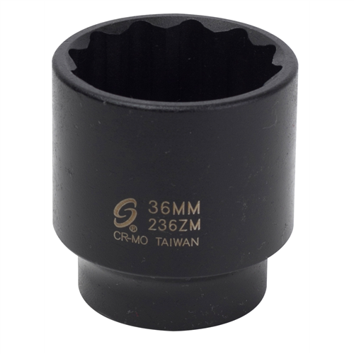 SunexÂ® Tools 1/2 in. Drive 12-Point Impact Socket, 36 mm