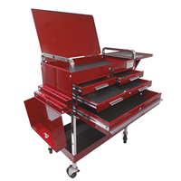 Sunex Tools Deluxe Service Cart w/ Locking Top, 4-Drawers and Extension Storage, Red