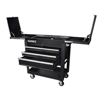 3 Drawer Utility Cart w/ Sliding Top, Black - Tool Storage