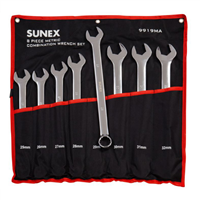Sunex 9919Ma 8-Pc Metric Full Pol V-Groove Comb Wrench Set