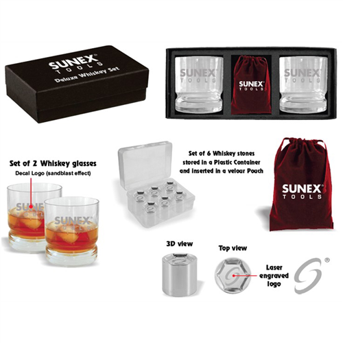 Sunex Sunwss16 Whiskey Glass Set W/ Stones