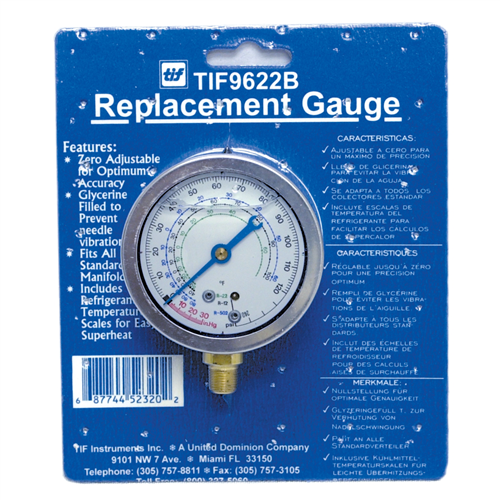 Low Side R12 and R22 Auto Glycerine Refrigerant Gauge