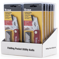 Titan 11015-12 12Pc Red Folding Utility Knife Display