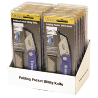 TitanÂ® 12-Piece Folding Pocket Utility Knife Display - Blue