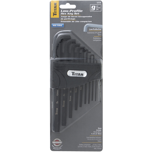 TitanÂ® 9-Piece Metric Low Profile Hex Key Set