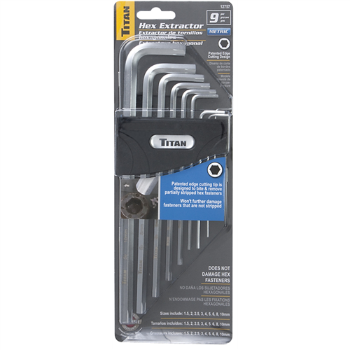 TitanÂ® 9-Piece Metric Damaged Cap Screw Extractor Set