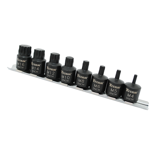 TitanÂ® 9-Piece 3/8 in. Drive Stubby Triple Square Hex Bit Socket Set