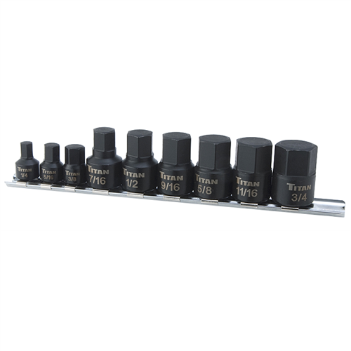 TitanÂ® 9-Piece 1/4 in. Drive Stubby Fractional SAE Hex Bit Socket Set