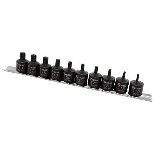TitanÂ® 10-Piece Stubby Star Bit Socket Set