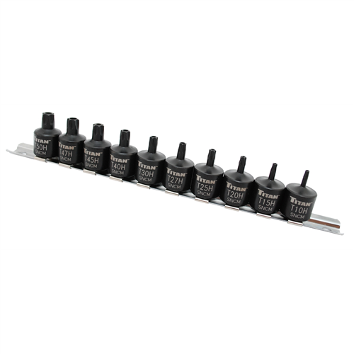 TitanÂ® 10-Piece Tamper Resistant Stubby Star Bit Socket Set