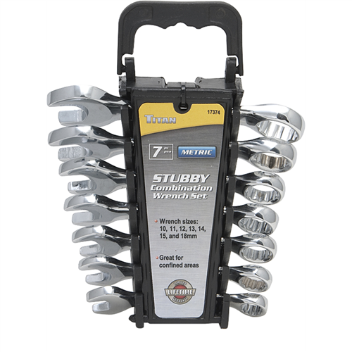 Titan 17347 7-Pc Metric Stubby Combination Wrenc