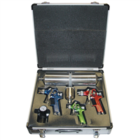 4 Piece HVLP Color-Coded Triple Set-Up Spray Gun Kit with Case