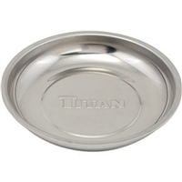 TitanÂ® Stainless Steel Magnetic Tray, 5-7/8 in. Diameter Round with Non-Marring Rubber Covered Base