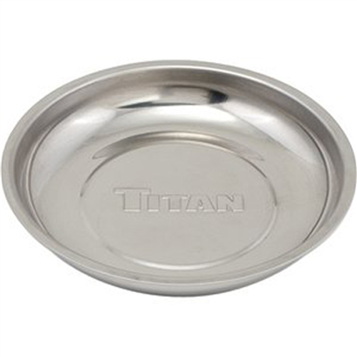 TitanÂ® Stainless Steel Magnetic Tray, 5-7/8 in. Diameter Round with Non-Marring Rubber Covered Base