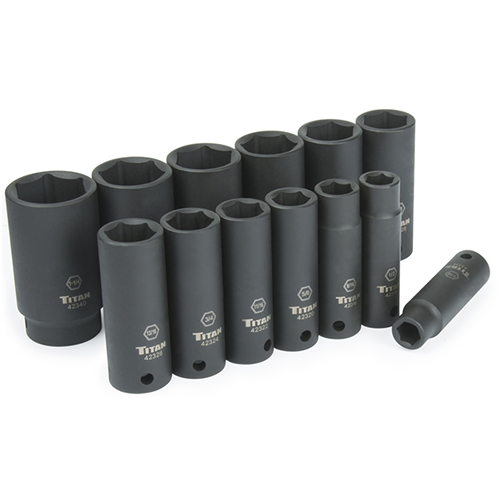 Titan 13-Piece 1/2 in. Drive SAE Deep Impact Socket Set