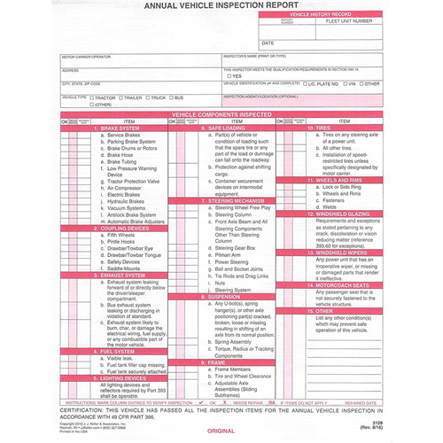 Annual Vehicle Inspection Report