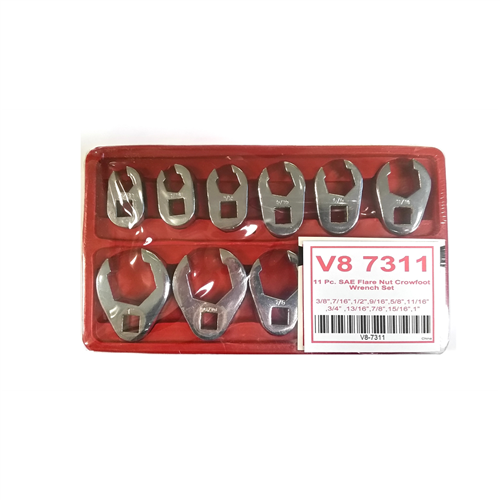 11 Piece 3/8" Drive SAE Flare Nut Crowfoot Wrench Set
