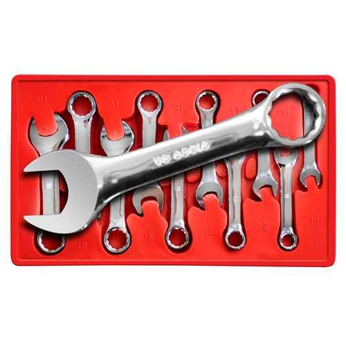 10-Piece Metric Stubby Combination Wrench Set 10mm to 19mm