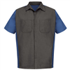 Workwear Outfitters Sy20Cr-Ss-Xl Short Sleeve 2-Tone Crew Shirt Charcoal/Royal Bl