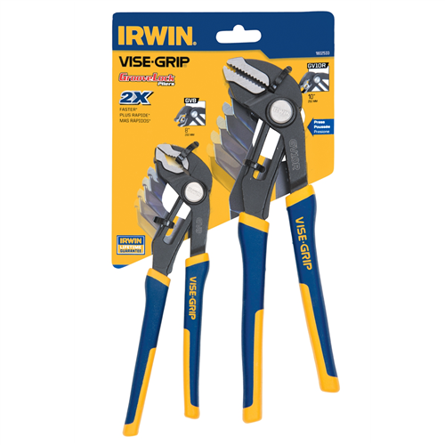Vise-Grip 2-Piece GrooveLock 8 in. V-Jaw and 10 in. Straight Jaw Pliers Set