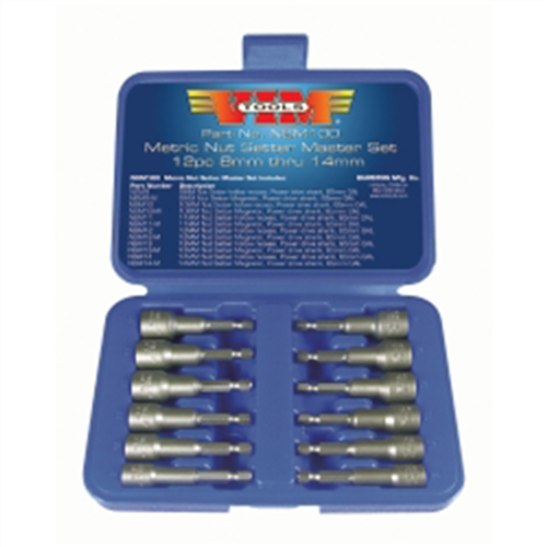 12 Piece Metric Power Drive Nut Setter Set with Magnetic and Hollow Point Drivers