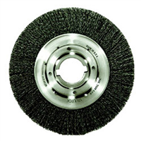 Bench Grinder Wire Wheel, 10" Diameter, .020 Crimped Wire, Medium Face, 2" Arbor, 4,500 RPM Max