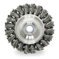 Bench Grinder Wire Wheel, 6" Diameter, .023 Knotted Wire, Narrow Face, 5/8"-1/2"" Arbor, 9,000 RPM