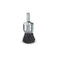 Wire End Brush, 3/4" Diameter, .006 Crimped Wire, 1/4" Round Stem, 22,000 RPM Max