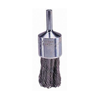 Wire End Brush, 1-1/8" Diameter, .014 Knotted Wire, 1/4" Round Stem, 22,000 RPM Max