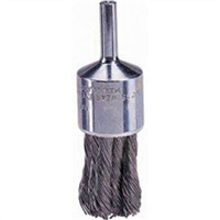 Wire End Brush, 1-1/8" Diameter, .006 Knotted Wire, 1/4" Round Stem, 20,000 RPM Max