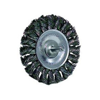 Wire Wheel, 3-1/4" Diameter, .014 Knotted Wire, 1/4" Round Stem, 25,000 RPM Max