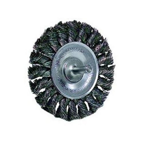 Wire Wheel, 3-1/4" Diameter, .014 Knotted Wire, 1/4" Round Stem, 25,000 RPM Max