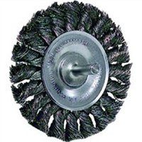 Wire Wheel, 4" Diameter, .014 Knotted Wire, 1/4" Round Stem, 20,000 RPM Max