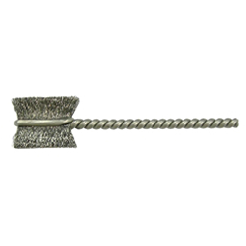 Burrite Type Power Tube Brush, 1/2" Diameter, .003 Wire Size, 2-1/8" Long, Flat Side Action