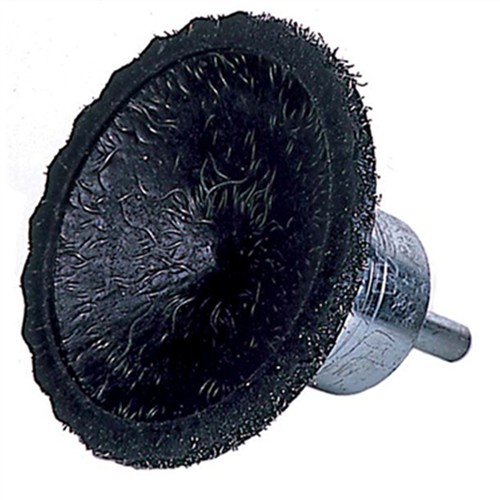 Encapsulated Flared Wire End Brush, 2" Diameter, .020 Wire Size, 1/4" Round Stem, 20,000 RPM Max