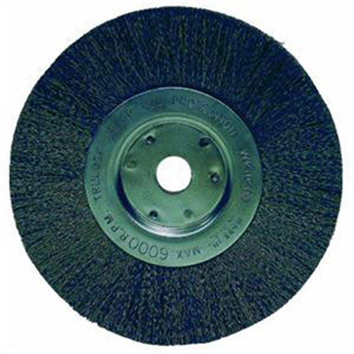Bench Grinder Wire Wheel, 6" Diameter, Fine Crimped Wire, Narrow Face, 5/8" to 1/2" Arbor
