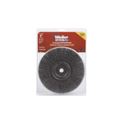 Bench Grinder Wire Wheel, 8" Diameter, Coarse Crimped Wire, Narrow Face, 5/8" Arbor