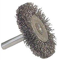 Weiler 36008 Wire Wheel, 1-1/2" Diameter, Coarse Crimped Wire, 1/4" Round Stem, 20,000 RPM Max