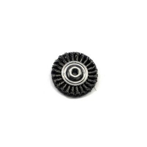 Wire Wheel Brush, 4" Diameter, Coarse Knotted Wire, 5/8" - 11 Threaded Arbor, 20,000 RPM Max