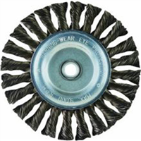 Bench Grinder Wire Wheel, 6" Diameter, Coarse Knotted Wire, Wide Face, 5/8" to 1/2" Arbor