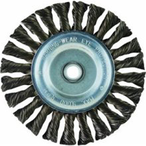 Bench Grinder Wire Wheel, 6" Diameter, Coarse Knotted Wire, Wide Face, 5/8" to 1/2" Arbor