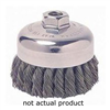 Wire Cup Brush, 3" Diameter, Extra Coarse Knotted Wire, 1/2" - 13 Threaded Arbor, 14,000 RPM Max