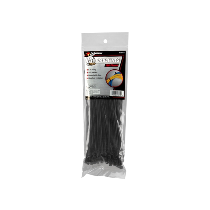 100pc 8 Cable Ties, Black