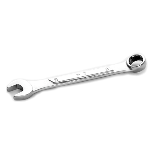 Chrome Combination Wrench, 9mm, with 12 Point Box End, Raised Panel, 4-3/8" Long
