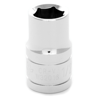 Chrome Socket, 1/2" Drive, 1/2", 6 Point, Shallow