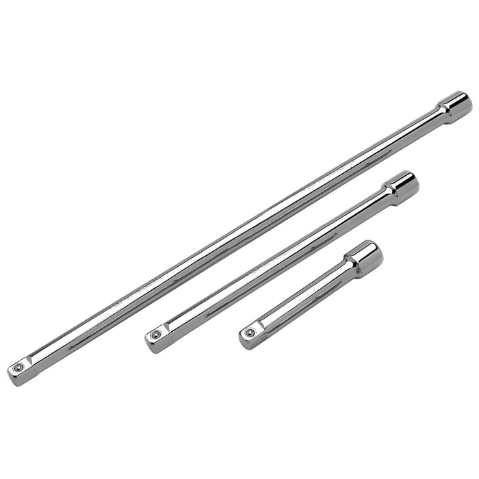 Chrome Extension Set, 1/2" Drive, 3 Piece, with 3", 5" and 10" Extensions