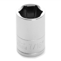 Chrome Socket, 1/4" Drive, 7/16", 6 Point, Shallow