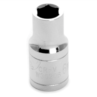 Chrome Socket, 1/4" Drive, 6mm, 6 Point, Shallow